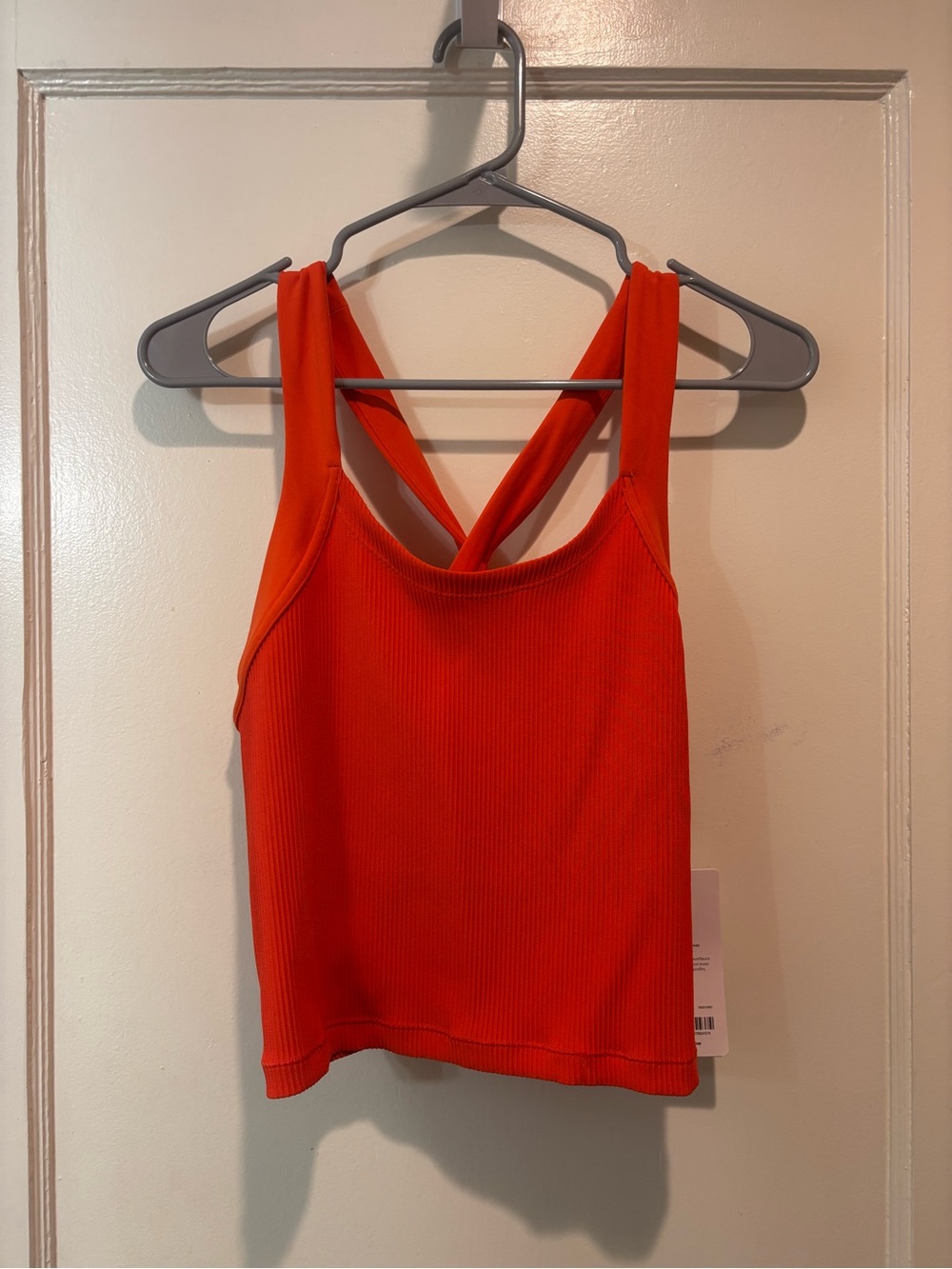 Athleta Red-Orange Ribbed Cross-Back Tank